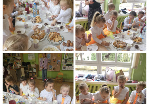 Starszaki podczas poczęstunku po występie