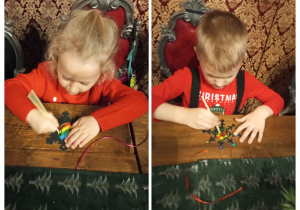 Dzieci malują ozdobę choinkową