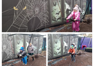 Dzieci jadą na miotle