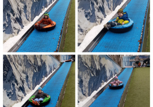 Dzieci z grupy II zjeżdżają na pontonach