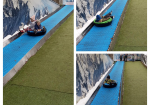 Dzieci z grupy II zjeżdżają na pontonach