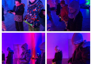 Dzieci stoją z zamkniętymi oczami