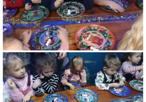 Dzieci składają bałwanka z koralików