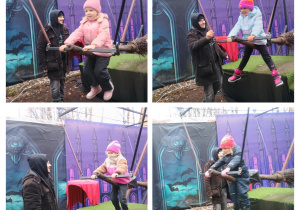 Dzieci z grupy III zjeżdżają na miotle