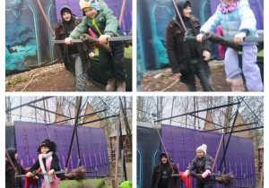 Dzieci z grupy III zjeżdżają na miotle