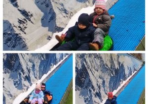 Dzieci z grupy III zjeżdżają na pontonach