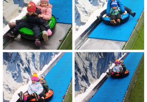 Dzieci z grupy III zjeżdżają na pontonach