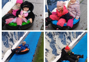 Dzieci z grupy III zjeżdżają na pontonach