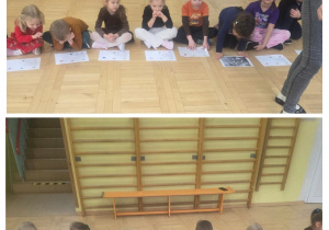 Dzieci ozdabiają list na sali gimnastycznej