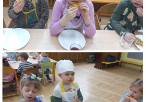 Dzieci jedzą pizzę