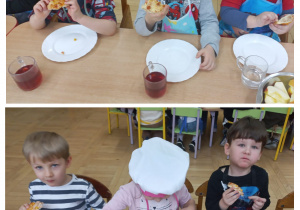 Dzieci jedzą pizzę