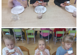 Dziewczynki jedzą pączki