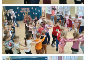 Dzieci uczestniczą w tańcach grupowych