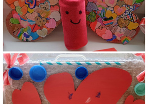 Prace przyniesione przez dzieci na konkurs Walentynkowy