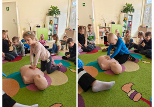 Dzieci wykonują masaż serca