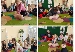 Dzieci uczą się wykonywać masaż serca