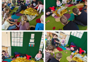 Dzieci zapoznają się z funkcją koca ratunkowego