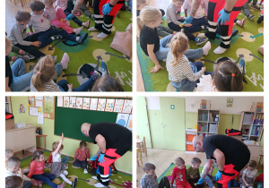 Prowadzący bada dzieci zabawkowym sprzętem