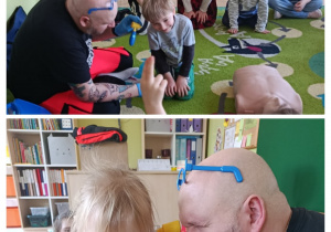 Ratownik bada dzieci zabawkowym sprzętem