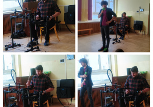 Prowadzący opisuje perkusję elektroniczną