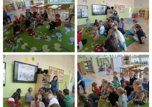 Dzieci oglądają prezentację multimedialną