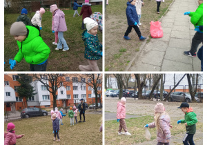 Zbieranie śmieci w okolicy przedszkola