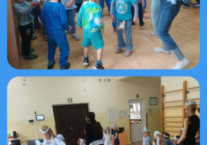 Dzieci tańczą na sali gimnastycznej