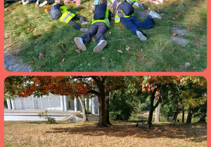 Dzieci leżą na trawie